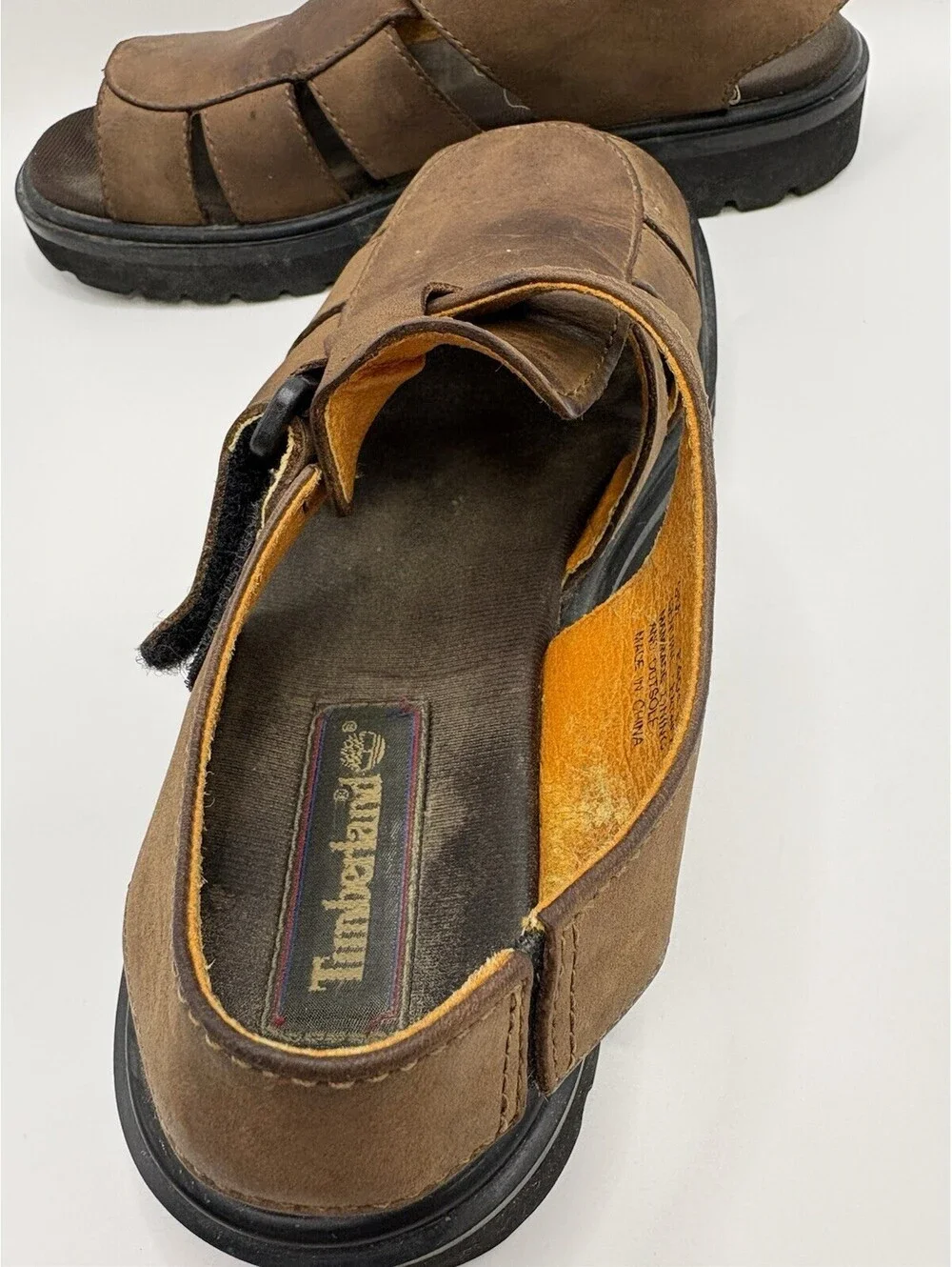TIMBERLAND Sandals Mens Size 9M Brown Leather Fisherman Open Toe Outdoor 84043
